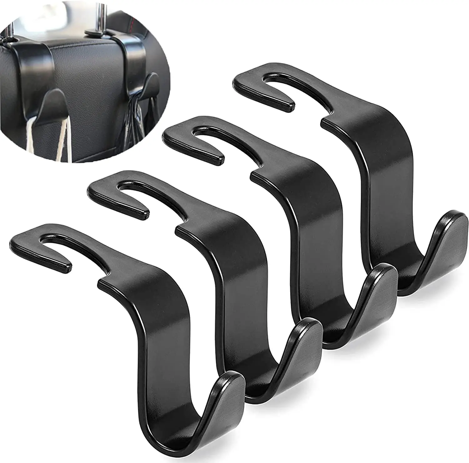 4 Pack ABS Car Back Seat Headrest Hanger Hooks for Purse Groceries Bag Handbag and for Car Accessories