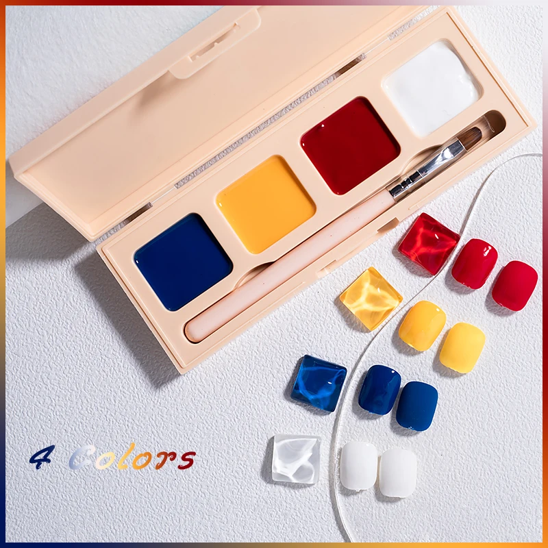 Hot sale private logo uv nail gel sets with painting pen 4 in 1 Solid Cream Gel Polish