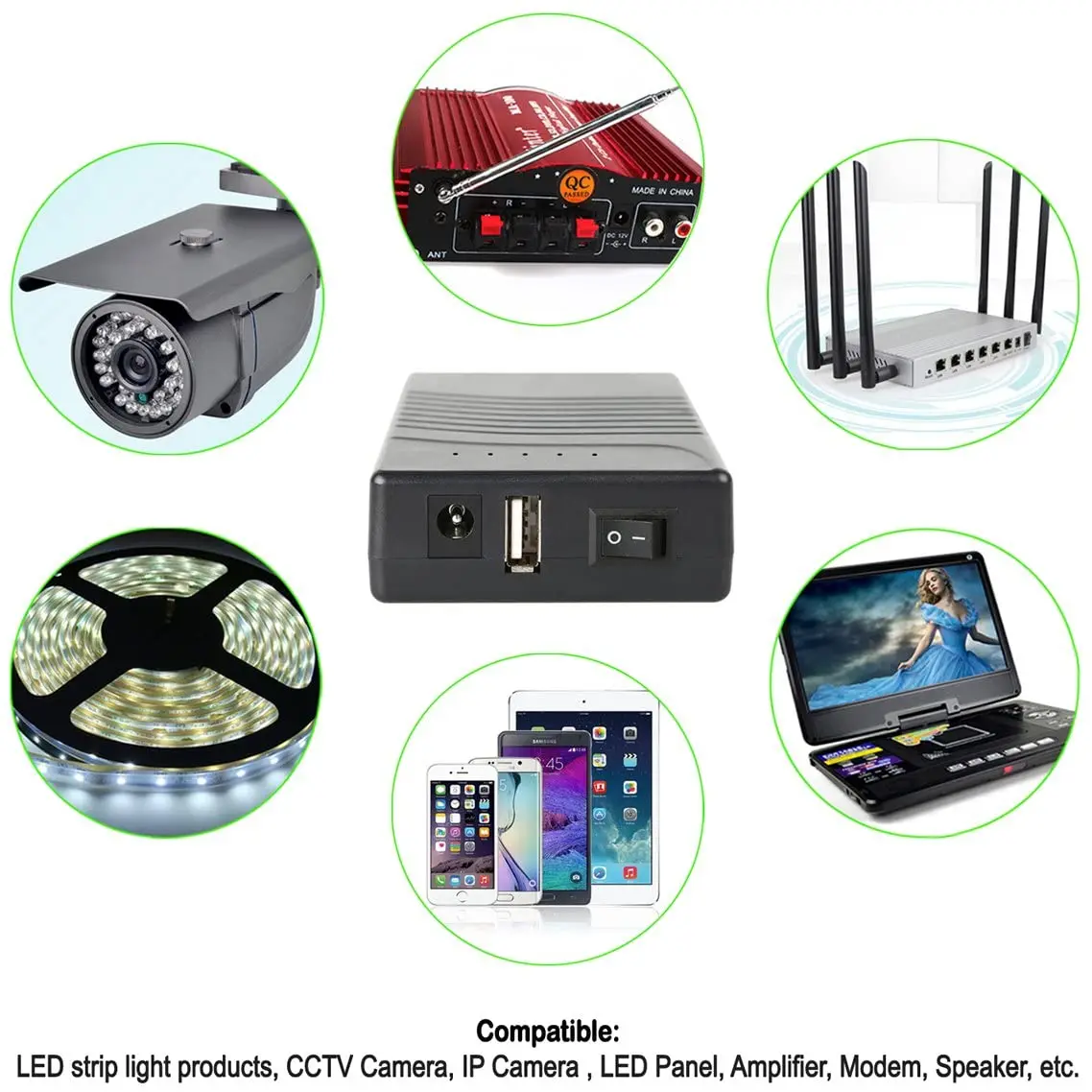 TalentCell DC Socket 12V 3A USB 5V 2A Solar Supply Back up 3ah 12v Mini Ups Power Supply Battery