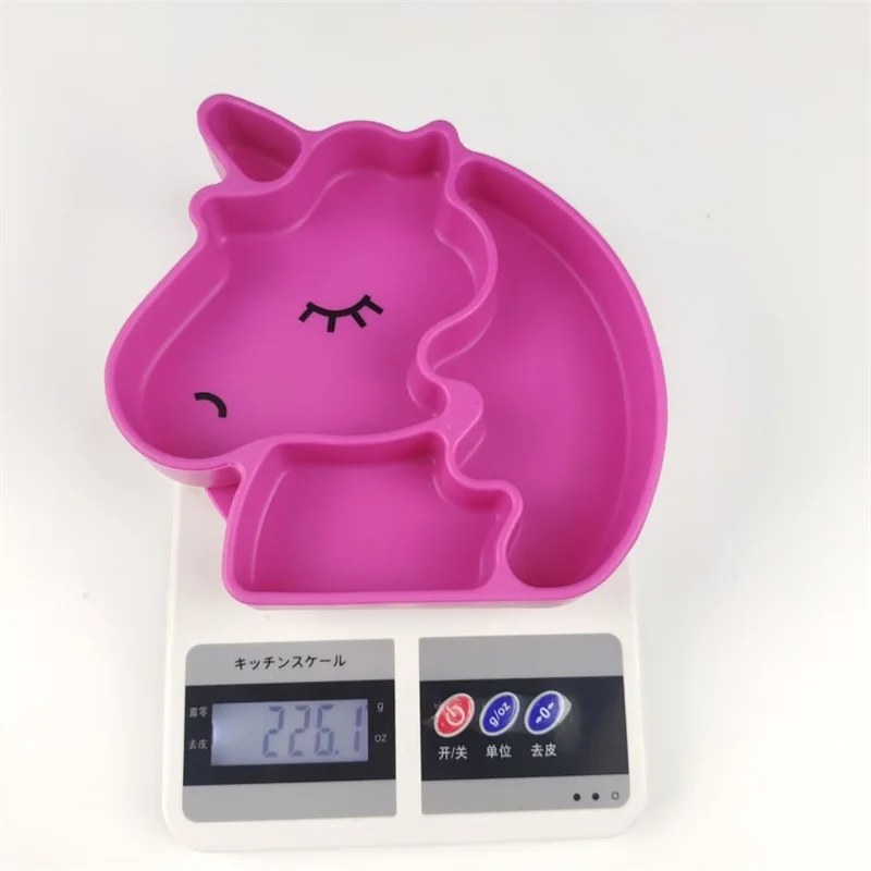 Baby Divided Plate Silicone- Portable Non Slip Child Feeding Plate with Suction Cup for Children Babies and Kids BPA Free