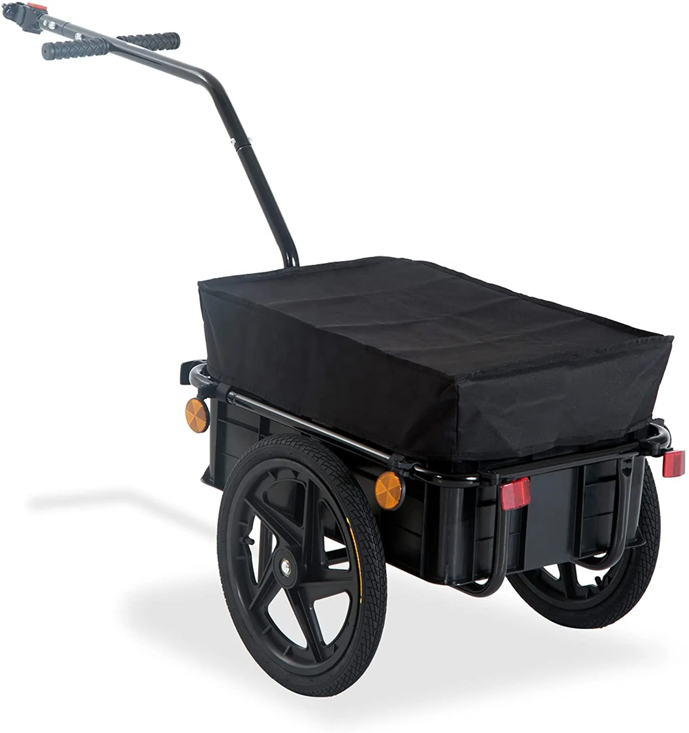 Utility Transportation Metal Frame Camper Bike Cargo Trailer Removable Fabric Cover Bicycle Cart Trailer