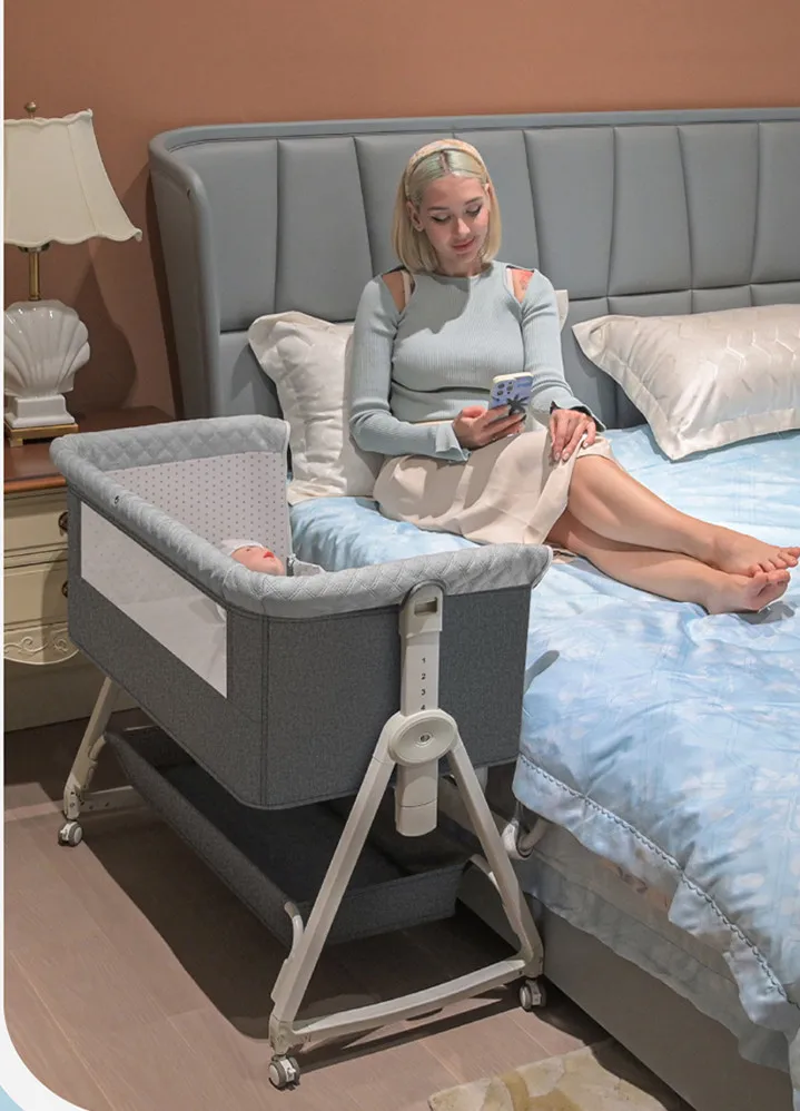 detachable baby bassinet bedside crib with mosquito net and mattress, Crib Adjustable  height, newborn baby must have bed