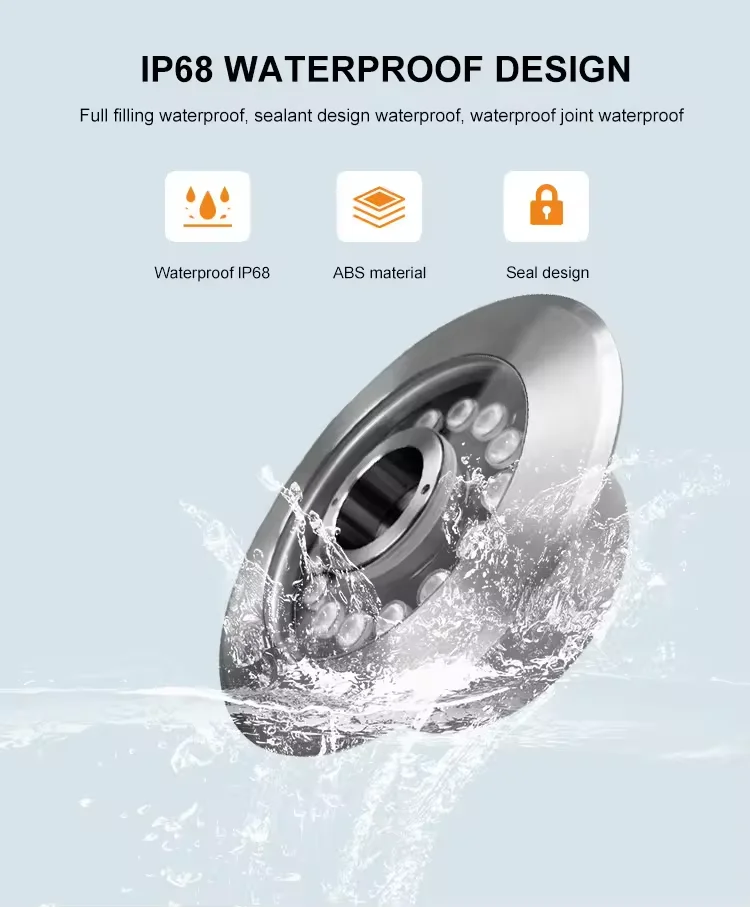 Changeable Underwater Led Fountain Lights Stainless Steel ABS Button Remote Control Ip68 Color Led Ring  Fountain lights