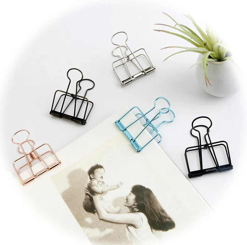 Custom Colorful Office Stationery Fold Back Clip Metal Paper Binder Clips Foldover Clips