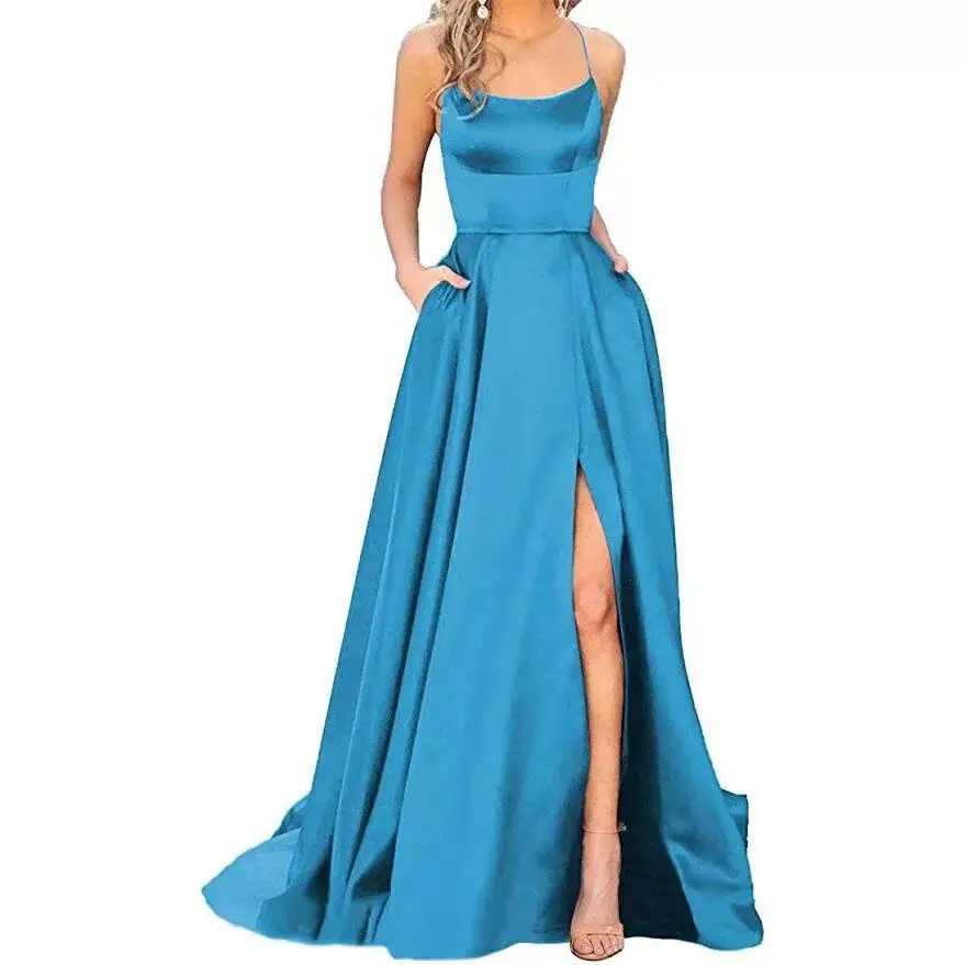 dq420 2014 blue princess prom dresses Glossy Light Blue Arabic Mermaid Slim Evening Party Prom