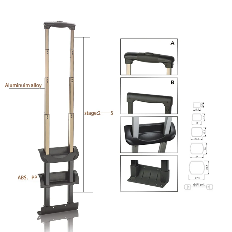 Suitcase Bag Accessories Metal Hardware Push Button Luggage Handle Trolley Handle Pull Rod Adjustable Telescopic Aluminium Part