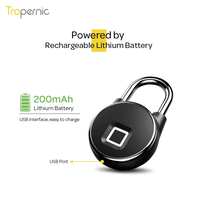 Waterproof IP66 Fingerprint Lock Keyless Waterproof Zinc Alloy Small Biometric Padlock