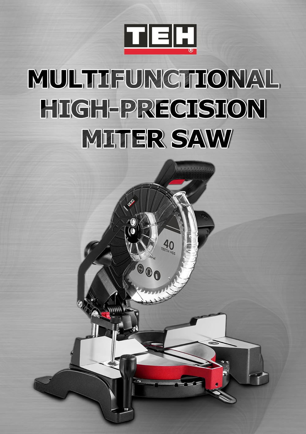 TEH Easy Transport Multipurpose 255MM Electric Single Bevel Multi Material Compound Mitre Saw 220V