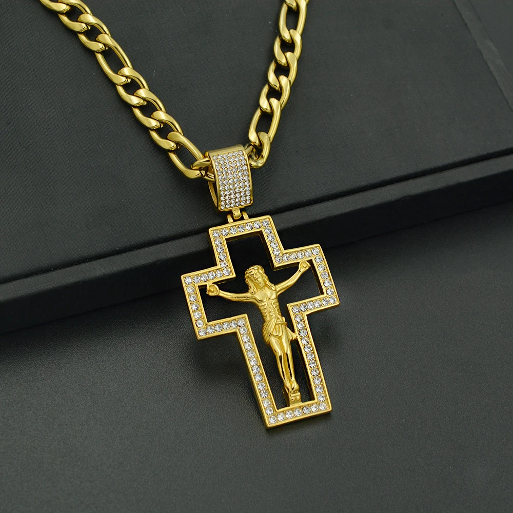 Wholesale Crucifixion Figure Diamond Orthodox Religion Archbishop Cross Pendant