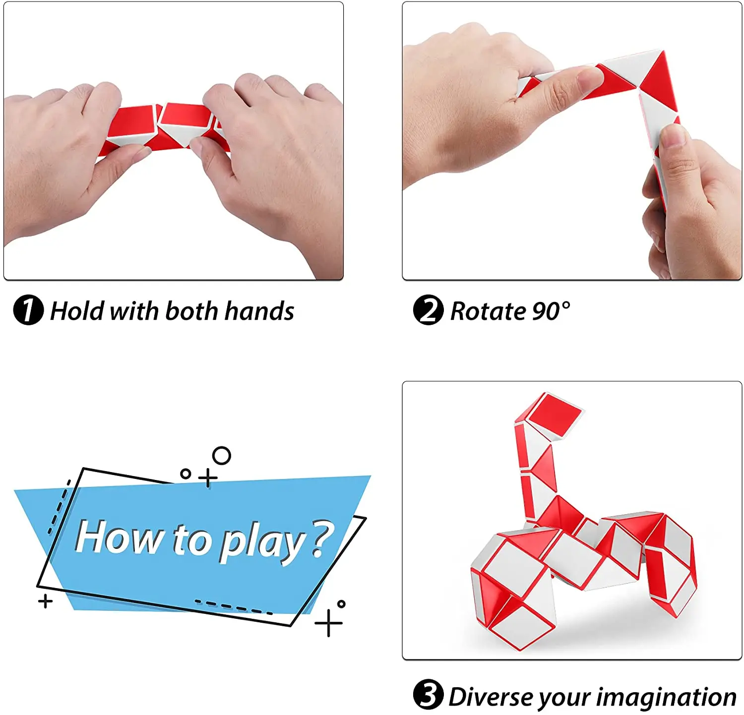 Magic cube Snake Ruler 24 wedges Twist Puzzle Funny Fidget Cube Hand Spin Anti-stress Toys