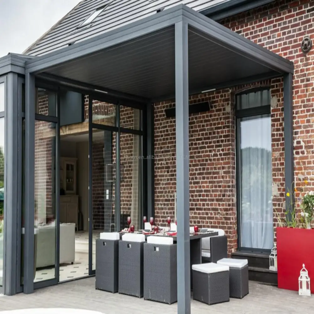 
Weatherproof Aluminium Louver Roof Bioclimatic Pergola Outdoor With LED Light 