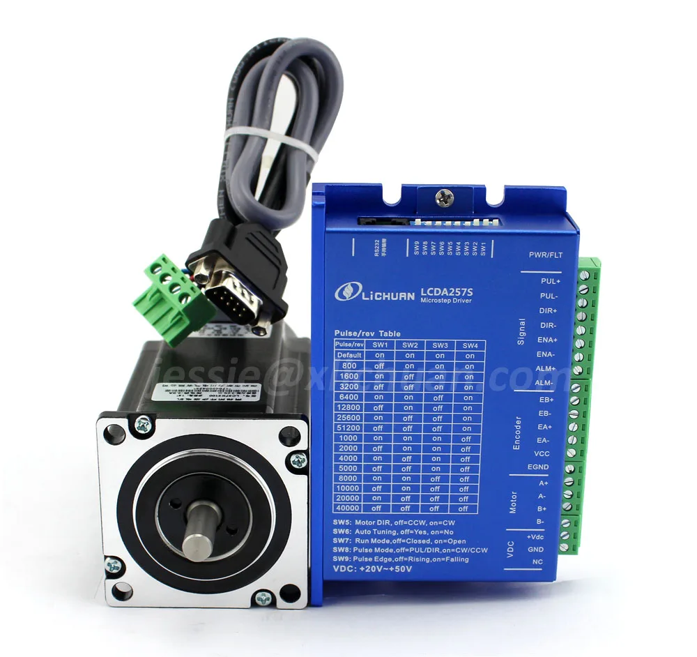 Nema23 2.2nm  Closed Loop Stepper Motor Kit Servo Driver DC48V LC57H280+driver LCDA257S+3m encoder cable