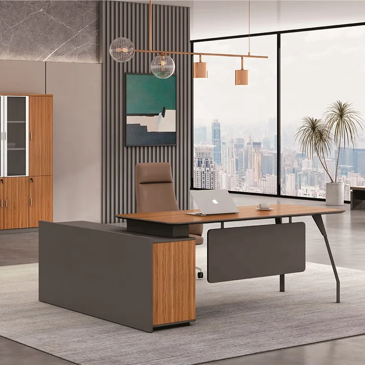 Custom Size 1.8*1.6M Wooden Executive Office Director Desk for Workspace Single Escritorios De Madera Oficina With Metal Frame