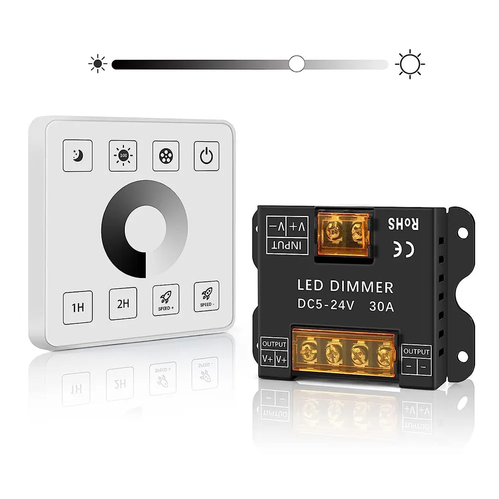 LED Lights with RF Touch Panel 30A High Power Cable Free Single Dual Multicolour RGB Controller 12V-24V