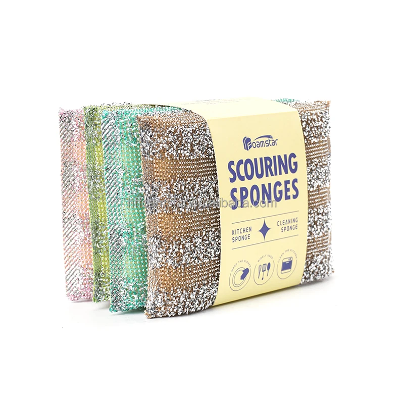 Foamstar Colorful Block Cleaning Sponges Reusable Scouring Pads Sponge Cleaner Microfiber Cleaning Sponge