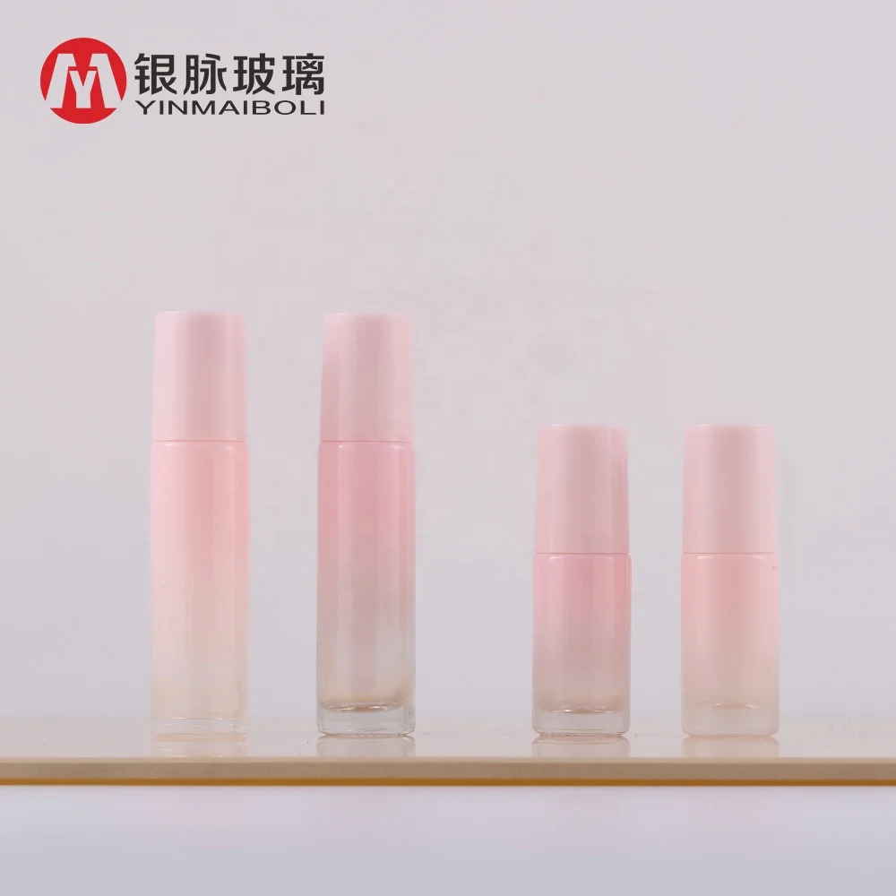 5ml 10ml Gradient Pink Glass Gemstone Rollerball Perfume Roll on Essential Oil Roller Bottle