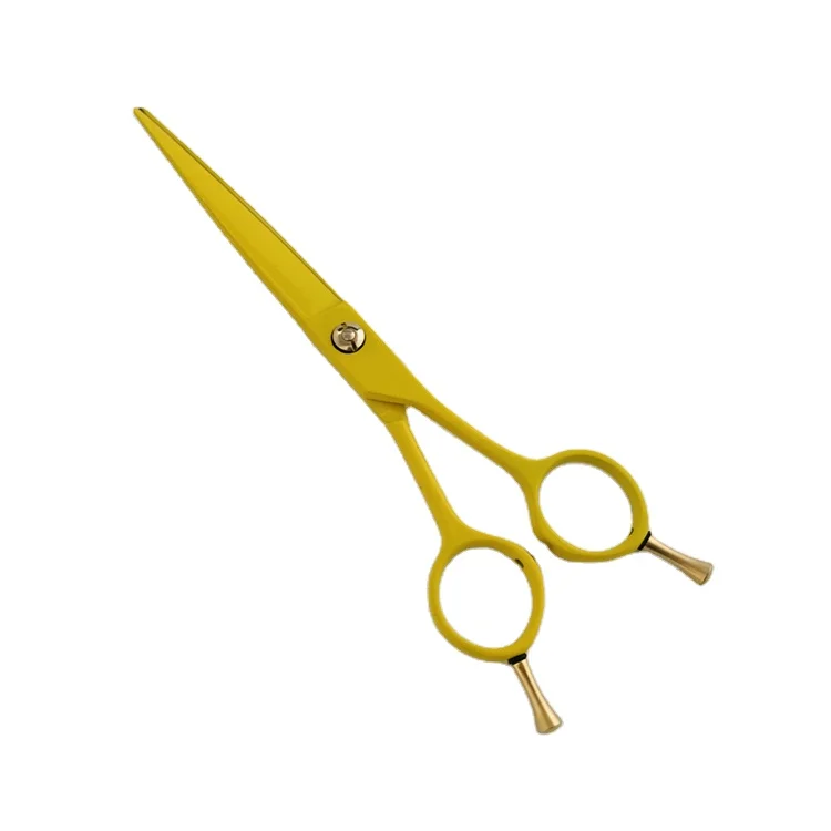 JA05Y 7.0 inch 440C steel yellow painting pet grooming scissors shears dogs cats salon titanium titan with double handle