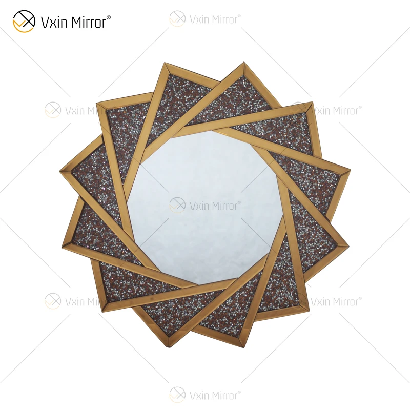 Hot sell VXin WXM-1779 3 color LED Modern crystal Silver Crushed  Diamond Wall hanging Mirror