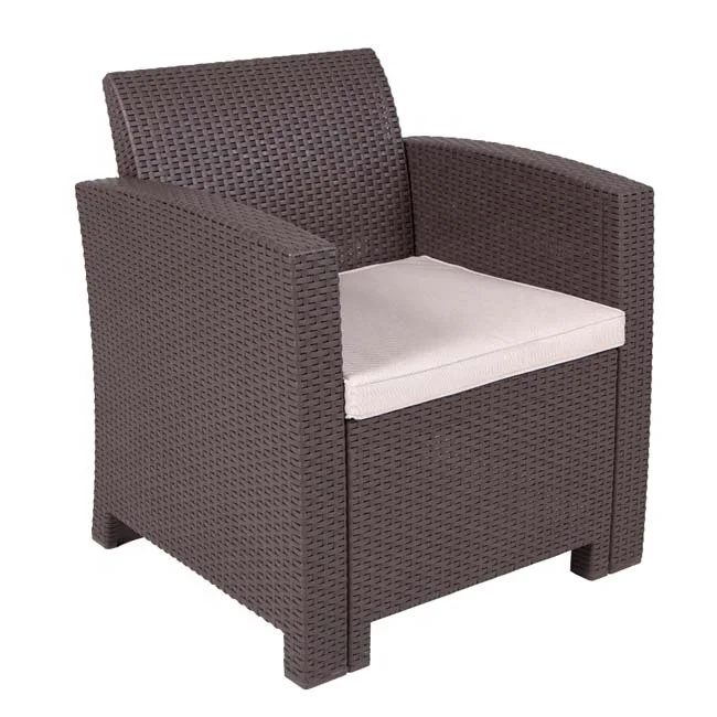 Joyeleisure 4pcs Garden Rattan Sofa Set Plastic Injection Outdoor Furniture With Cushion