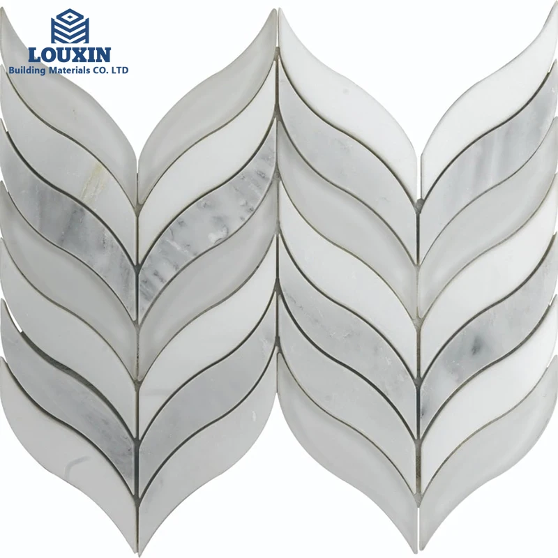 Leaf shape white carrara mosaic marble tile 30*30 new design for bathroom kitchen backsplash mosaic