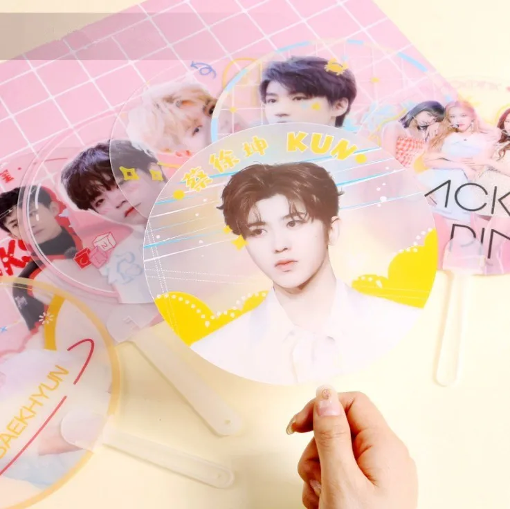 
wholesale cheap excellent custom print logo beautiful transparent gift cartoon circle pvc star hand advertisement fan 