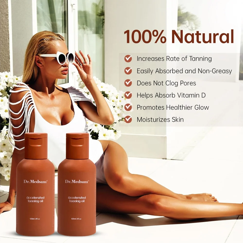 Vegan Natural Organic Accelerator Sun Tanning Oil Fast Bronze Tan Body Tanning Lotion OEM