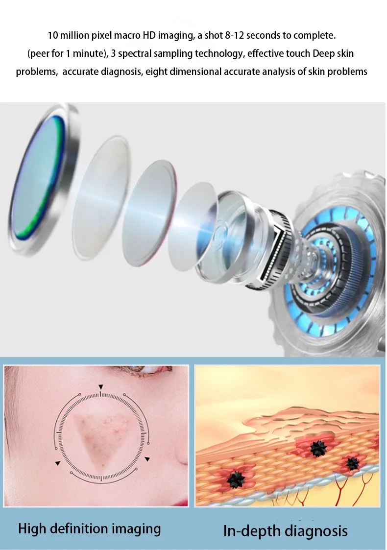 7-in-1 Skin Refining and Beauty Machine H2O2 Water Oxygen Facial Aqua Spray Cleaning Facial Skin Analyzer