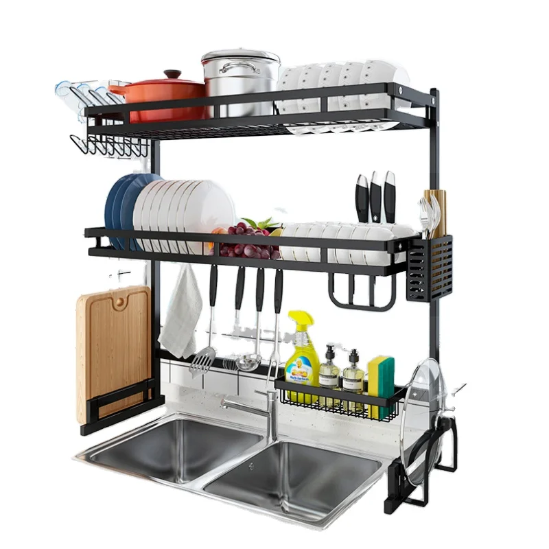 Organizer Sink Storage Shelf Plate Compact Stainless Steel Dish Rack