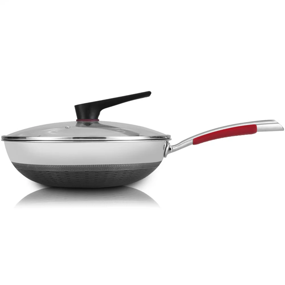 316 Stainless Steel Non Stick Cooking Wok Frying Pan Works with Induction Ceramic Electric and Gas Cooktops PFOA Free Customize