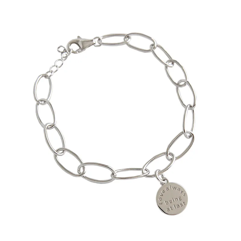 Korea S925 Sterling Silver Jewelry Bracelet geometric round brand chain bracelet