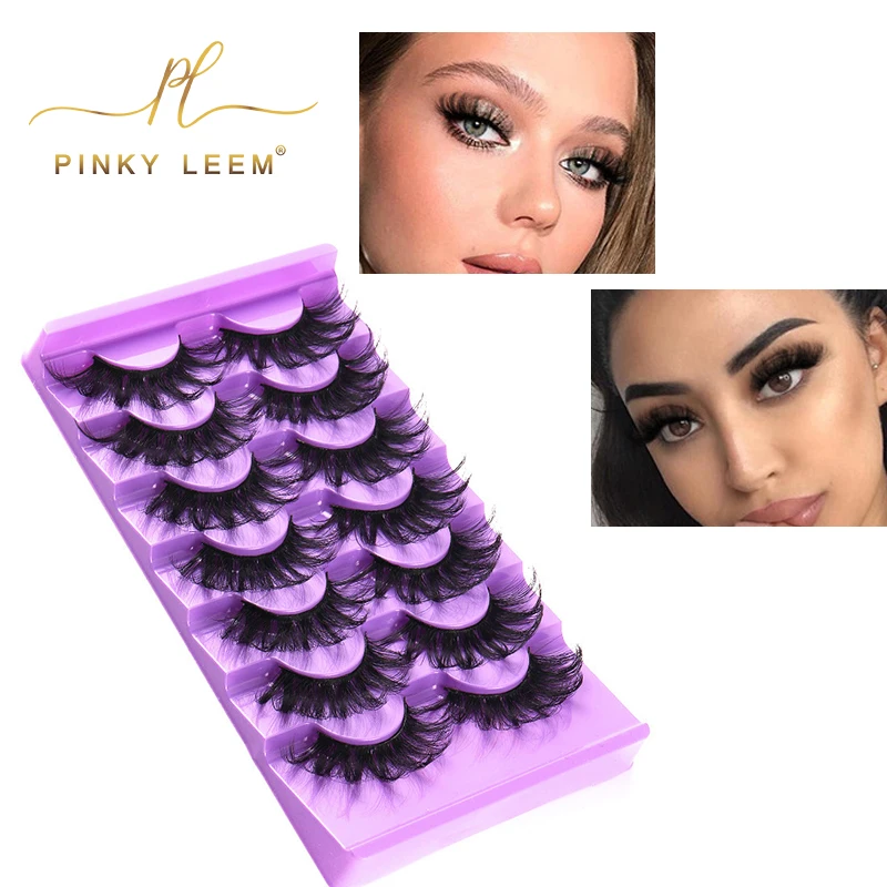 Pinky leem Wholesale Custom 18mm 22mm 25mm faux mink eyelashes private label 3d 5d fluffy mink eyelash vendor full strip lashes