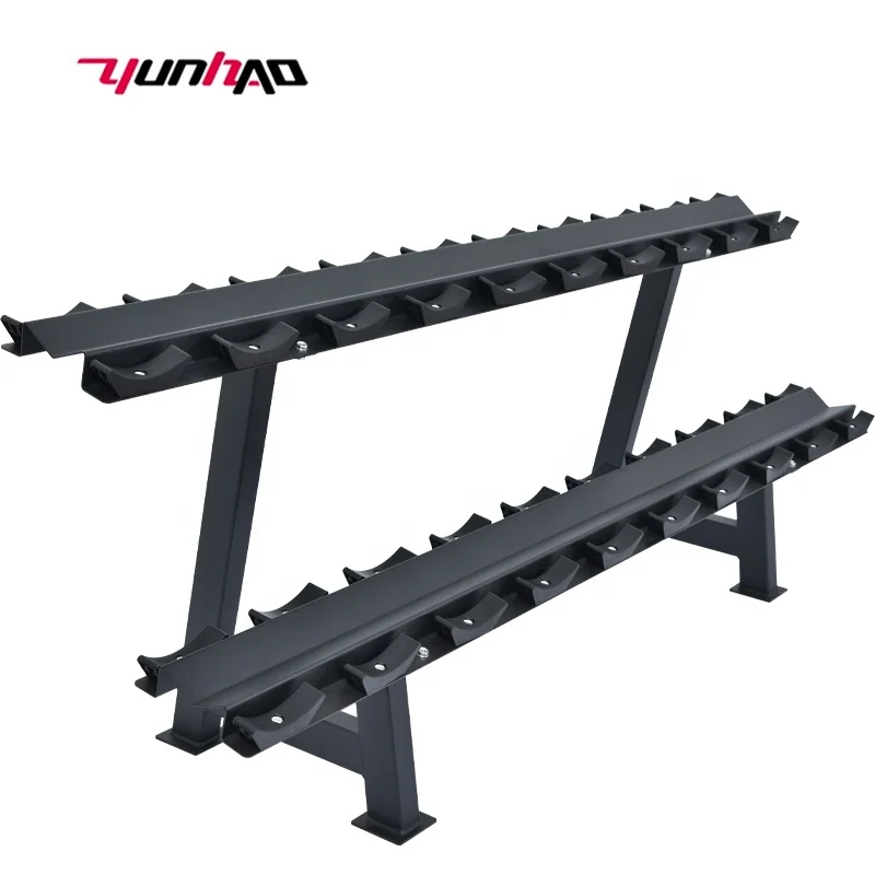 Hot Selling Professional Sport Equipment 2.5KG-50KG 2 Tier 10 pairs Round Dumbbell Rack Stand
