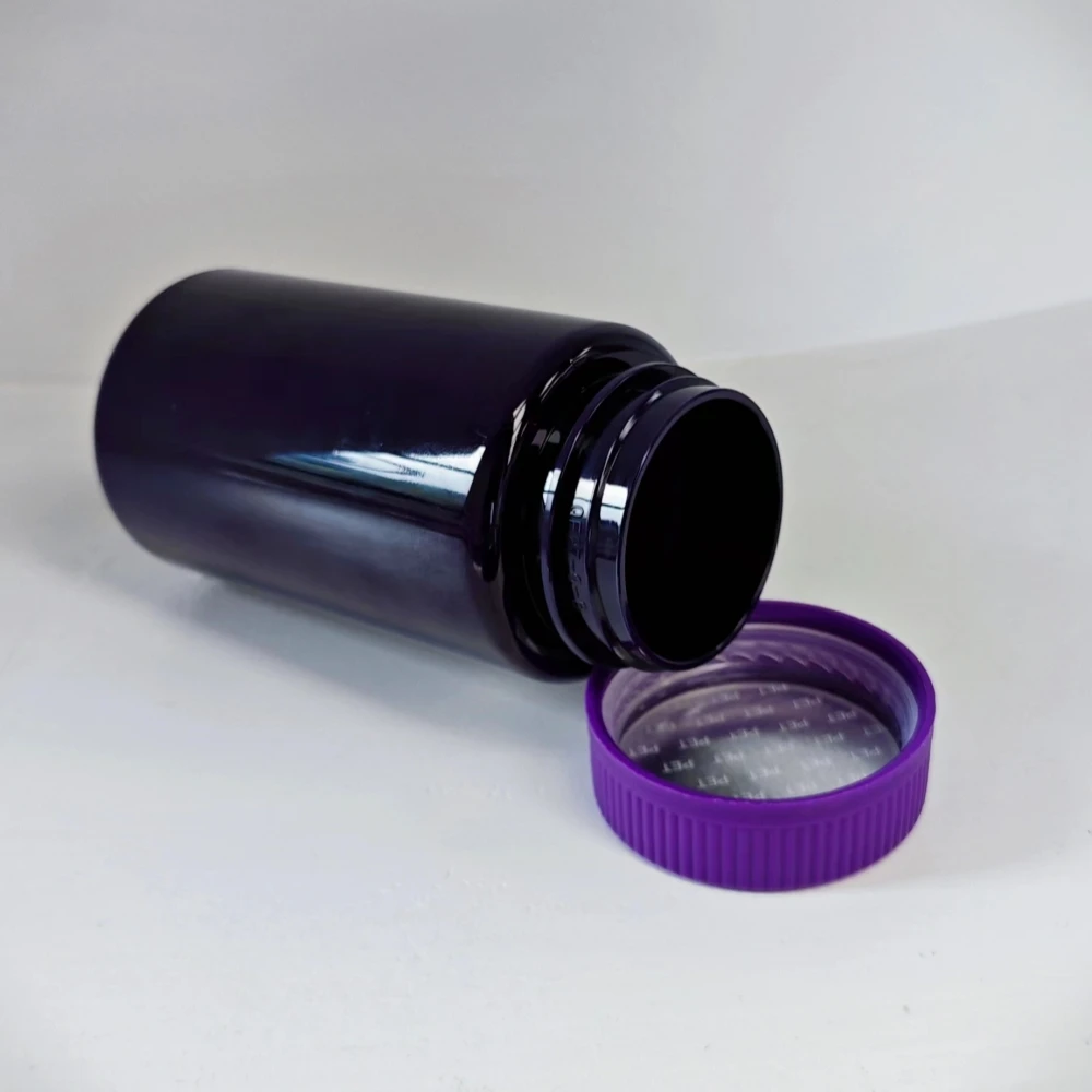 Wholesale PET Sealable Vitamin Pill Tablet Capsule Container Medical Black Plastic Bottle With Child proof Cap