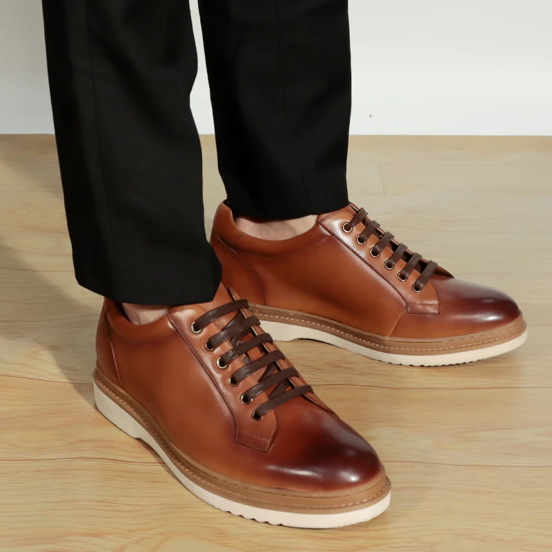 Online hot selling Brush Leather elevator shoes Classical Style men Height increasing shoes High Quality Dress Shoes Men