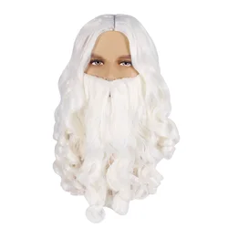 White Long Curly Hair Santa Claus Christmas Wig European And American Santa Claus Bearded Wig