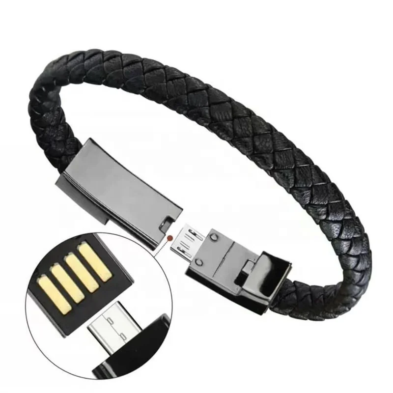 Micro Usb Charging Line Type c USB Cable 8 Pin Wrist Charging Cable Short Leather Bracelet Data Line