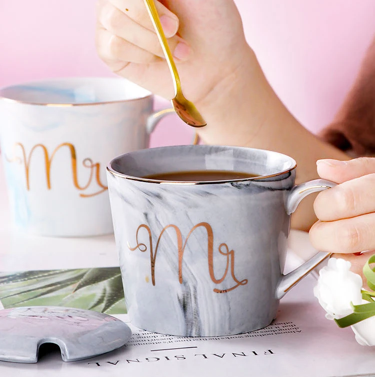 Fashionable Nordic style mugs Marbled ceramic cup Inexpensive reusable home office coffee tea ceramic cup