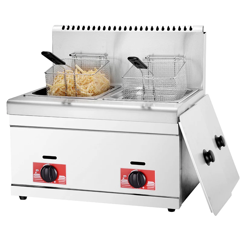 Горячая Распродажа, коммерческая газовая фритюрница с двойным резервуаром