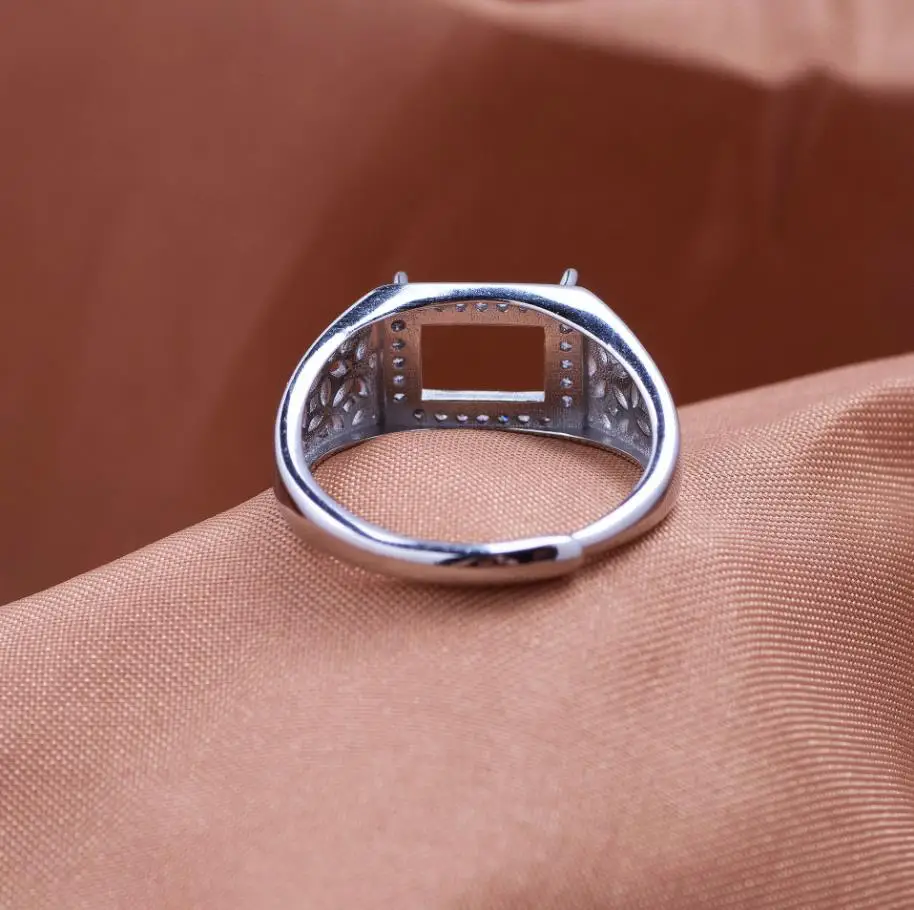 Custom DIY Semi Mount White Gold 925 Empty Eternity Silver Silver Pearl Diamond Ring Setting Without Stones Choose Size