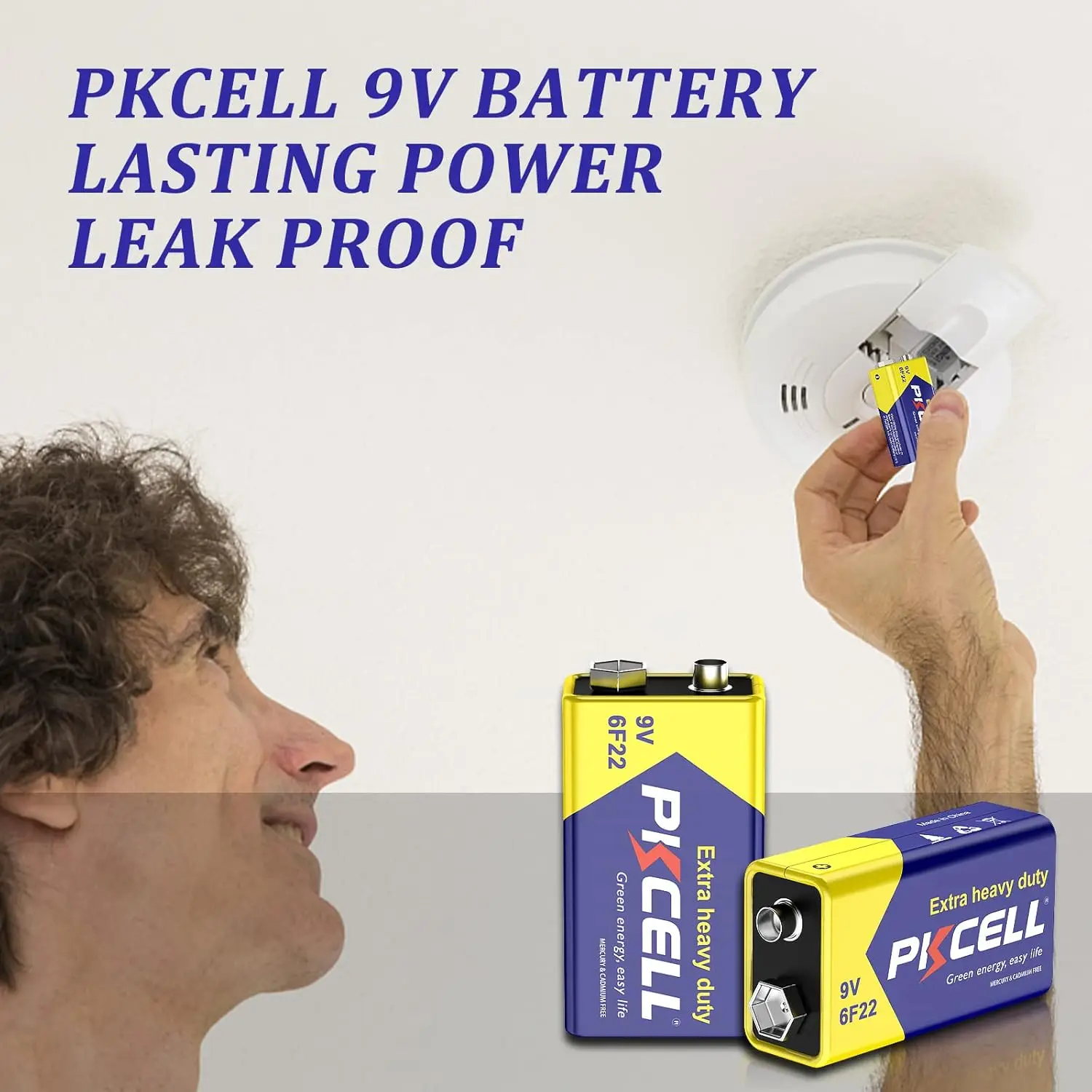 PKCELL Ultra Long-Lasting 9V Carbon Zinc Battery 6F22 Smoke Detectors Remote Control Smoke Detectors Remote Control Applications