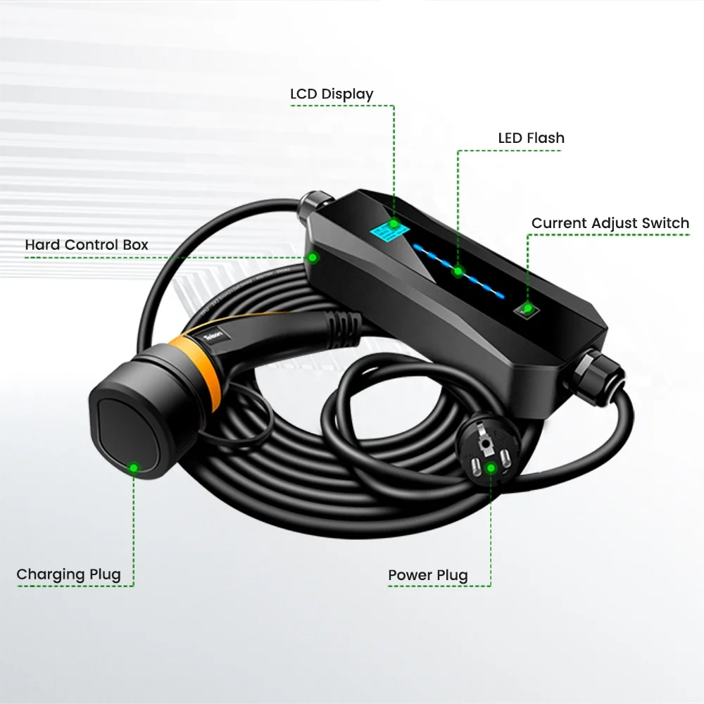 
Teison 6A/16A AC ev mobile charger box with schuko plug 