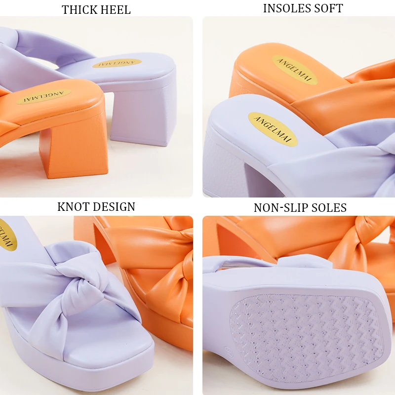 Ankle Strap Square Heel Sandals Bridal Shoes Wedding summer slippers women fashion new shoes  ladies high heel platform sandals