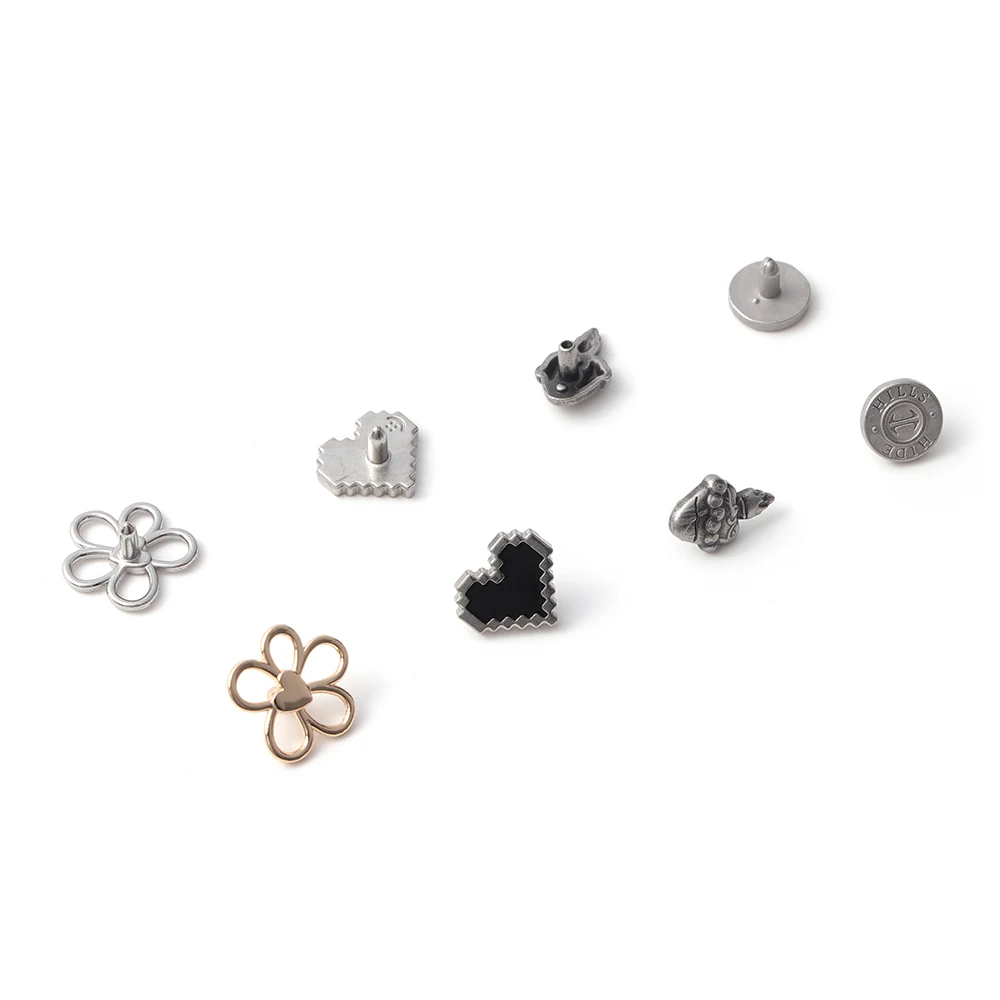 Fancy Custom Bow Shape Garment Rivets Decorative Zinc Alloy Button Jeans Rivets for Clothing