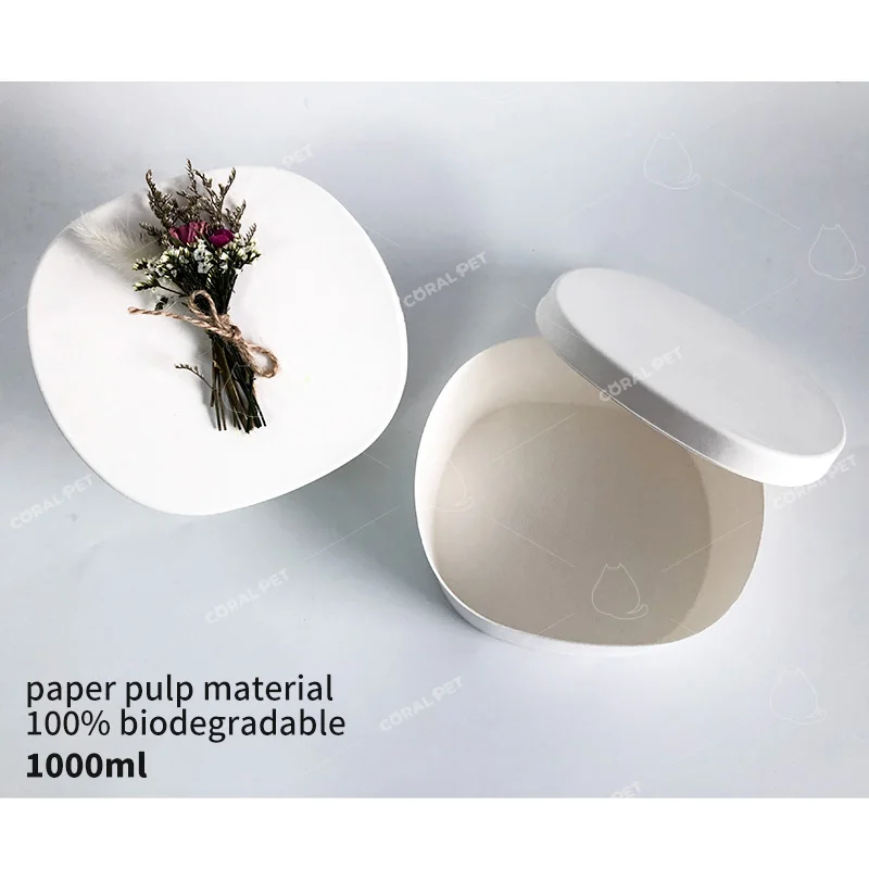 100% biodegradable pulp paper box scattering urn for animal ashes sea burial and earth burial pet cremation ashes pulp box