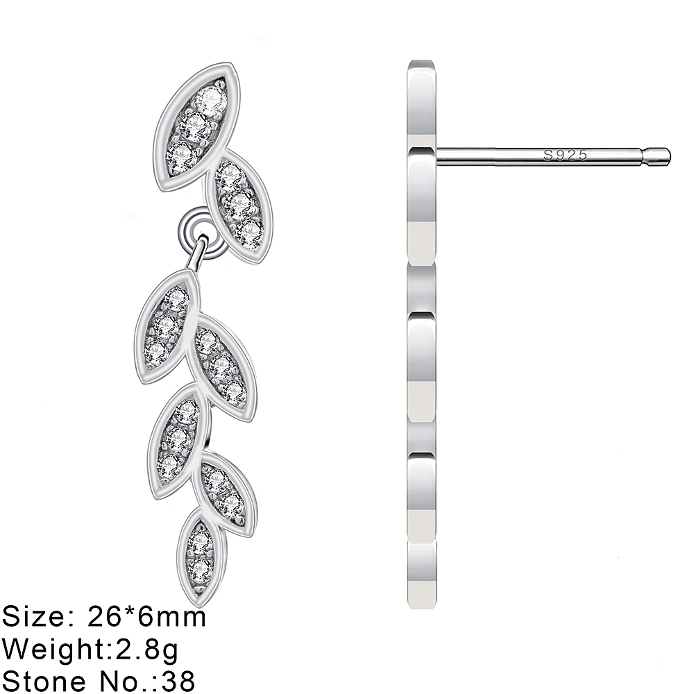 Fashion CZ Silver Leaf Jewelry Set Earring Silver 925 Set Leaf Earrings Silver Necklace for Women Wedding Custom Gold Plated
