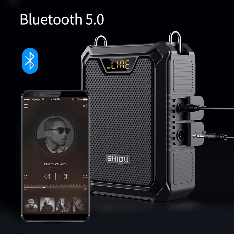 SHIDU Active Waistband Audio Player Bluetooth Amplification Speaker Powerful Portable Dual Wireless Wireless Voice Amplifier