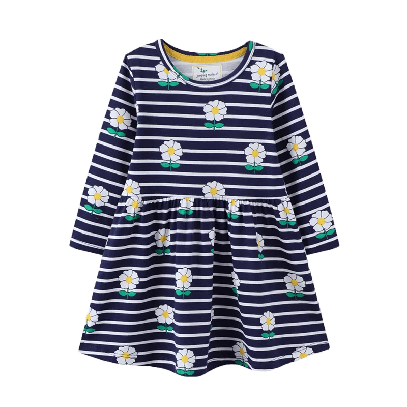 High Quality Printed Twirl Princess Soft Cotton Full Sleeves Pink Children Clothes For Girls Dress