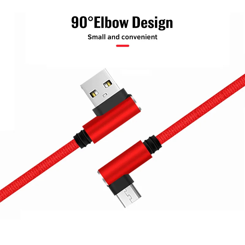 25cm USB to Type C Short Charging Cable Elbow 90 Degree USB C Micro USB Cable 2.4A Fast Charging Cord For Samsung for Huawei