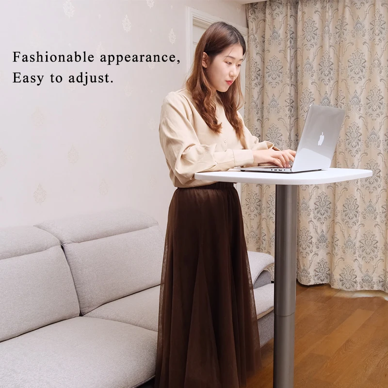 pneumatic table lift mobile standing laptop desk for study and work height adjustable computer desk with wheels