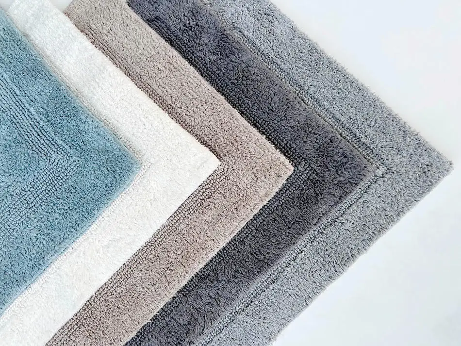 FQC Reversible Bathmat 20 x 32 inches 100% Cotton Absorbent Luxury Soft Rectangle Bath Mat Towel Non-Slip for Bathroom Floor Mat